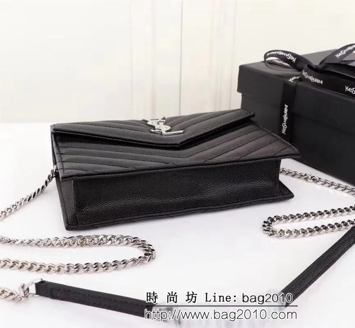 YSL聖羅蘭 專櫃最新V紋皮 金色五金扣 可拆卸鏈條 小挎包 27720 YAS1270